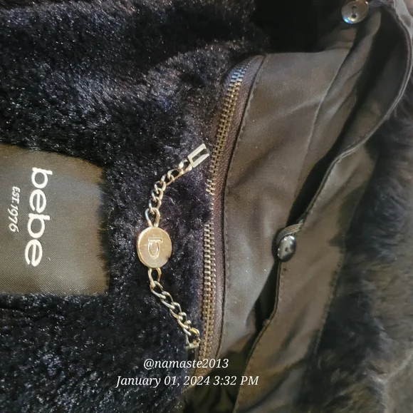 Bebe Cotton Blend Double Lined Removable Lining Faux Fur Trench Coat #510